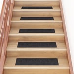 Bonnevie - Lot de 15 Tapis d'escalier autocollants Rectangulaire - Tapis de marche pour Enfants, Aînés et Animaux 76x20cm Noir BV900413