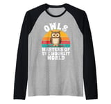 Owls Masters of the Moonlit World Owl Raglan Baseball Tee