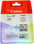 Genuine Original Canon PG-510 Black & CL-511 Colour Multipack Ink Cartridges