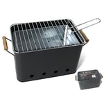 BAKAJI 2826464 Barbecue en Fer Table pour Charbon de Bois Noir