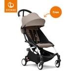 Stokke® Barnvagn YOYO³ white inkl. 6+ Färgklädsel Taupe