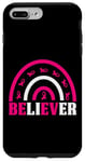 iPhone 7 Plus/8 Plus Pink Ribbon Support BELIEVER Breast Cancer Awareness Women Case