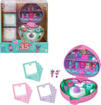 Polly Pocket Tampon 35ème Anniversaire Coffret Collector avec poupées, 2 Mini-Figurines, 3 tampons festifs et 12 Cartes Postales, HWP20