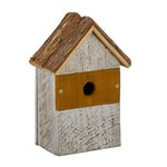 relaxdays Nichoir pour Oiseaux déco, en Bois, volière à Suspendre, Maison déco de Jardin, 26,5x18x12 cm, Nature/Blanc