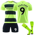 22-23 No.9 Haaland Manchester City Borta Fotbollströja Set Kids 24(130-140CM)