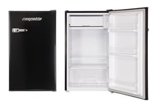 Réfrigérateur rétro avec congélateur Respekta/noir / 83,1 x 47,4 cm / 90 L de volume utile/pieds réglables en hauteur/avec ouvre-bouteille sur le côté / KG83S-37
