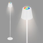 BRILONER - Lampadaire LED RGBW sans fil avec touche, intensité réglable, batterie et source interchangeables, lampadaire sur batterie, lampe de lecture, plafonnier, lampadaire, 133 cm, blanc