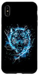 Coque pour iPhone XS Max Tigre Lightning Bleu ciel Art de la faune Animal