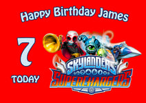 Skylanders Superchargers CAKE TOPPER PARTY PERSONALISED WAFER PAPER A4  img B8