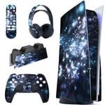 playvital Butterfly Illusion Full Set Skin Decal for ps5 Console Disc Edition,Sticker Vinyl Decal Cover for ps5 Controller & Charging Station & Headset & Media Remote