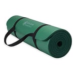 Gaiam Essentials Tapis de yoga épais avec sangle de transport facile à clipser, vert, 183 x 61 x 6,2 cm