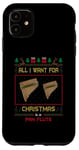 Coque pour iPhone 11 Pull moche avec inscription « All I Want For Christmas Is A Pan Flute Music »