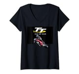 Womens Un-Official Isle of Man TT Races Motorbike Motorcycle Racing V-Neck T-Shirt