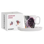 Ritzenhoff 3721002 Tasse à expresso 95 ml - Série Classe de plaisir n°2 - Set avec soucoupe en porcelaine - Pièce design, Noir, Jaune, Orange, Lilas, Rouge, Rose, Bleu