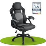 Juskys Chaise de Bureau Montreal Racing Chaise de Bureau Ergonomique réglable en Hauteur et rembourrée 120 kg Chaise pivotante Chargeable Chaise de Jeu PC (Gris)(145D x 30W x 111H cm)