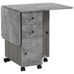 HOMCOM Table de Cuisine Pliable Table à Manger Pliante 2 Plateaux rabattables avec 2 tiroirs 1 Placard et 1 étagère de Rangement 120 x 60 x 76,5 cm - Gris