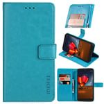 TCL 20 SE Premium Leather Wallet Case [Card Slots] [Kickstand] [Magnetic Buckle] Flip Folio Cover for TCL 20 SE Smartphone(Sky blue)