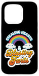 Coque pour iPhone 15 Pro Stealing Hearts & Blasting Pets Funny Valentines Rainbow