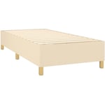 Sommier à lattes sur pieds cadre de lit 90x190 cm tissu crème TDL0207242