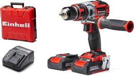 Einhell Power X-Change 60Nm Cordless Drill Driver With 2 x Batteries And Charger - 18V Brushless 3-in-1 Combi Drill, Hammer Drill And Screwdriver - TE-CD 18 Li-i Impact Drill Set