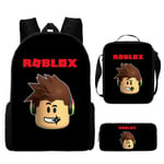 Roblox Ryggsäck Skolväskor Reseryggsäckar 3set - Julgåva Barn - Present Svart-A beige