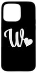 iPhone 15 Pro Max white letter W monogram initial minimalist heart graphic Case