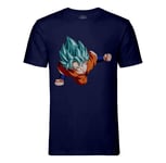 T-Shirt Homme Col Rond Dragon Ball Goku New Blue Super Sayan Dbz Manga