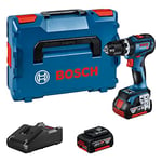 Bosch Professional 18V System Cordless Impact Drill GSB 18V-90 C (incl. 2X 4.0 Ah Batteries, Charger GAL 18V-40, in L-BOXX)