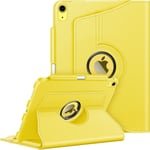 Coque Pour Ipad 10ème Génération 2022 10.9 Pouces - [Rangement De Stylet] Housse Rotative À 360° Étui Veille/Réveil Automatique Protection Ipad 10 2022, Jaune.[F771]