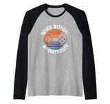 Never Without My Controller Retrogaming Video Game Gift Raglan Baseball Tee