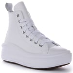 Converse A05538C All Star Move Platform Leather Shoe White Womens UK 3 - 8