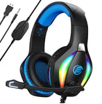 Fachixy「2024 New」FC100 RGB Gaming Headset for PS4/PC/Xbox/Nintendo Switch, PS5 Headset with Mic, Gaming Headphones with Microphone, Noise Cancelling Headphones with 3.5mm Jack