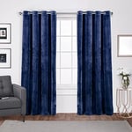 Exclusive Home Curtains Velvet Grommet Top Panel Pair, Navy Blue, 54x96, 2 Piece