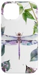 iPhone 14 Dragonfly Surrounded by Lilac Flowers and Leaves Case