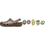 Crocs Classic, Sabots Mixte, Chocolat, 39/40 EU + Personnalisez Vos avec Les Jibbitz Super Mario One-Size