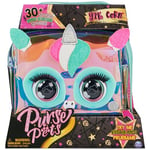 PURSE PETS - LICORNE HOLOGRAPHIQUE - ANIMAL INTERACTIF FORMAT SAC À MAIN - Sac pour Enfant Licorne Qui Cligne Des Yeux - À L'Epaule Ou En Bandoulière - Sons Et Modes De Jeu - Jouet Enfant 4 Ans Et +