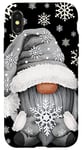 Coque pour iPhone X/XS Cool Grey Goth Gnome With Cute Snowflake Pattern For Winter