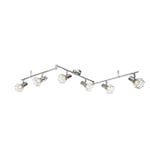 Barre spot plafond en chrome 6 flammes plafonnier spots, spots mobiles, 6x E14, LxPxH 145x9.3x18 cm, salon salle à manger chambre