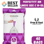 Brabantia PerfectFit Bin Liners Size 3-60L Thick Plastic Trash 40 Bags Food Wast