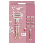 Gillette Venus Comfortglide Spa Breeze Women's Razor + 8 Razor Blade Refills, Lubrastrip with A Touch of Botanical Oils, 2 Flexible Gel Bars for A Comfortable Shave