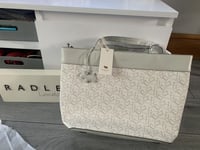 Ash Grey Radley London Iconic Radley Print  Zip Top Work Bag / Tote, BNWT, 