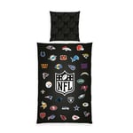 Herding Linge de lit NFL Teams, taie d'oreiller env. 80x80 cm, Housse de Couette env. 135x200 cm, avec Fermeture éclair de Marque, 100% Coton/rencé