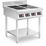 Royal Catering - Cuisinière à induction sur pieds 4 plaques Minuterie 4 x 3500 w Inox