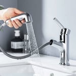 Robinet de Lavabo en Laiton avec Douchette Extractible, Mitigeur Salle de Bains avec 2 Modes D'écoulement aux Choix, Robinettrie Lave-mains Aérateur