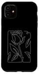 Coque pour iPhone 11 Rose Fleur Abstraite Dessin Minimaliste one Line Art