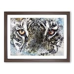 Eye Of The Tiger In Abstract Modern Art Framed Wall Art Print, Ready to Hang Picture for Living Room Bedroom Home Office Décor, Walnut A4 (34 x 25 cm)