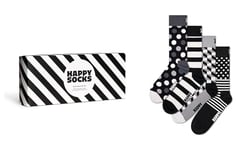 Happy Socks, 4-Pack Gift Box Crew Socks, Classic Black & White Socks Gift Set for Men and Women, Size 36-40