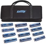 EASTTOP Blues Diatonic Harmonica Set of 12 Blues Harp Mouth Organ Harmonica Set