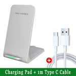 100W hopfällbar trådlös laddare Stand Pad Snabbladdning för iPhone 15 14 13 12 Pro Max Samsung S21 S20 S8 Huawei Qucik Laddare White With Cable