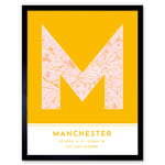 Manchester England United Kingdom City Map Modern Typography Stylish Letter Framed Word Wall Art Print Poster for Home Décor